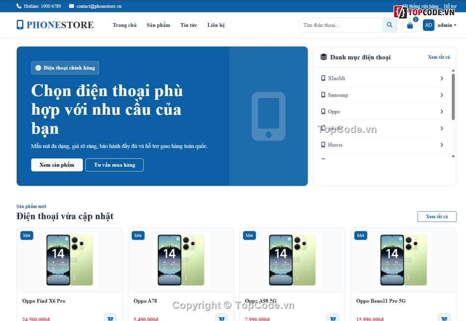 Website php,php mysql,bán điện thoại php my sql